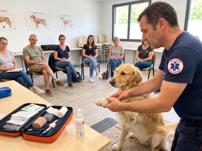 Chien secourue par son maitre toulouse occitanie